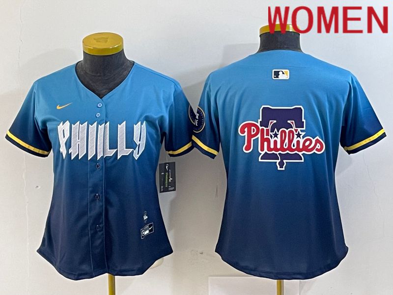 Women Philadelphia Phillies Blank Blue City Edition Nike 2024 MLB Jersey style 5